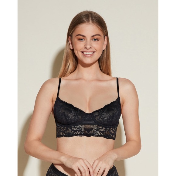 Cosabella Other - Cosabella Black Floral Lace Longline Underwire Bralette Adjustable Strap NEW 34D
